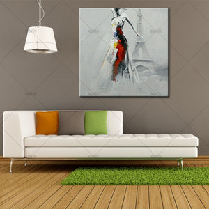 beautiful girl in the Eiffel Tower Oil Paintings on Canvas  picture for Home Decoration chrismas gift - SallyHomey Life's Beautiful