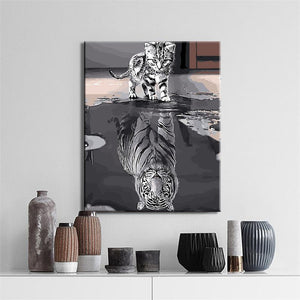 The Reflection of a Cat is Like a Tiger Printed Poster Modern Wall Art Canvas Painting Prints on Canvas For Home Decor No Frame - SallyHomey Life's Beautiful