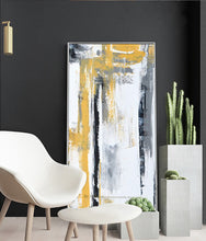 Load image into Gallery viewer, Abstract modern hand painted canvas decorative wall picture cuadro decorativo living room large oil painting yellow vertical art - SallyHomey Life&#39;s Beautiful