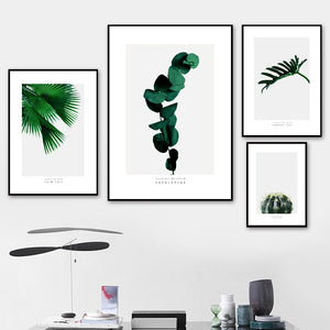 Fresh Green Monstera Cactus Leaves Plants Wall Art Canvas Painting Nordic Posters And Prints Wall Pictures For Living Room Decor - SallyHomey Life's Beautiful