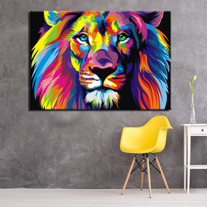 Animals Abstract Canvas Painting HD Printed Lion Canvas Art Print Poster Wall Art Pictures for Living Room Home Decoration Gift - SallyHomey Life's Beautiful