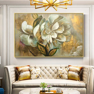 100% Hand Painted Golden Flower Art Oil Painting On Canvas Wall Art Frameless Picture Decoration For Live Room Home Decor Gift