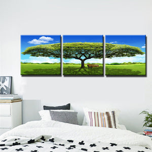 3Pcs Modern Paintings Prints On Canvas Wall Art Printed Green Tree Landscape Poster for Living Room Wall Home Decor No Frame - SallyHomey Life's Beautiful