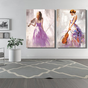 Modern Abstract Portrait Posters and Prints Wall Art Canvas Painting the Violin Player Decorative Pictures for Living Room Decor - SallyHomey Life's Beautiful