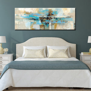 Modern Abstract Oil Painting Light Blue Canvas Painting Print Poster Wall Painting Art for Bedroom Living Room Home Decoration - SallyHomey Life's Beautiful