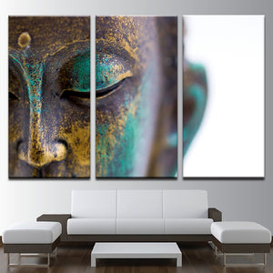 Modular HD Painting Modern Wall 3 Pieces Buddha Statue Face Printed Picture Art For Living Room Home Decor Canvas Artwork - SallyHomey Life's Beautiful