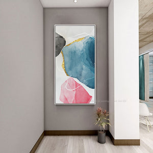 Handmade vintage pink abstract canvas painting decoration for living room art wall pictures - SallyHomey Life's Beautiful