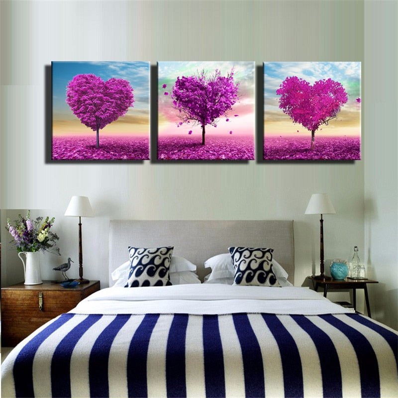 Digital Printed Heart Shape Tree Canvas Painting Poster, Wall Pictures for Living Room Home Decoration, Wall Art Decor Gift - SallyHomey Life's Beautiful