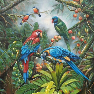 100% Hand Painted Colored Parrot High-quality Art Oil Painting On Canvas Wall Art Wall Adornment Picture Painting For Home Decor