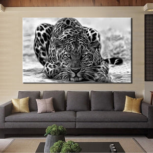 Modern Black and White Posters and Prints Wall Art Canvas Painting Wall Decoration Leopard Pictures for Living Room Frameless - SallyHomey Life's Beautiful