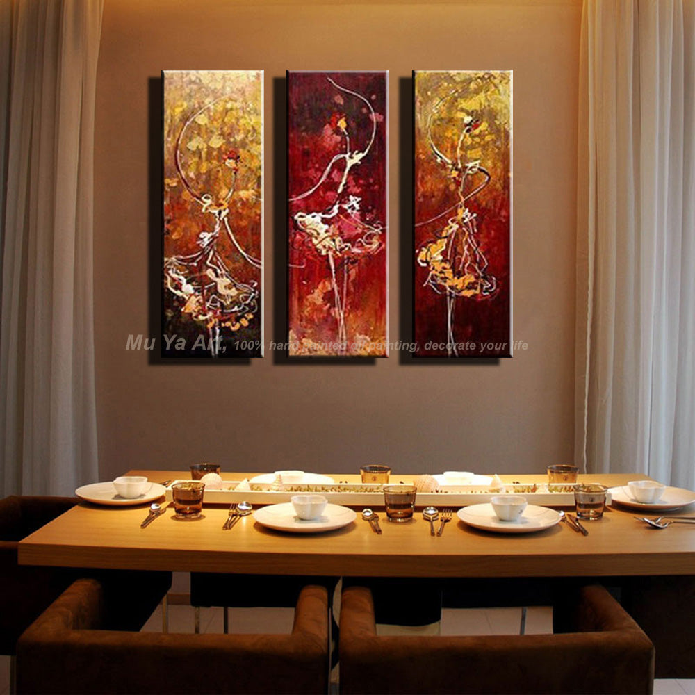 3 piece wall art art paintings ballerina  ballet dancers modern abstract oil paintings on canvas wall pictures for living room - SallyHomey Life's Beautiful
