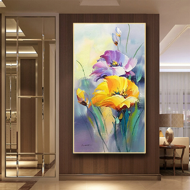 100% Hand Painted abstract Flower Art Oil Painting On Canvas Wall Art Frameless Picture Decoration For Live Room Home Decor Gift - SallyHomey Life's Beautiful