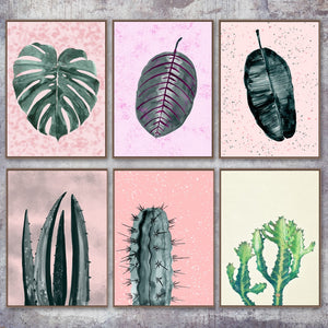 Tropical Cactus Monstera Aloe Leaf Wall Art Canvas Painting Nordic Posters And Prints Plant Wall Pictures For Living Room Decor - SallyHomey Life's Beautiful