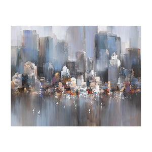100% Hand Painted Abstract City Building Oil Painting On Canvas Wall Art Frameless Picture Decoration For Live Room Home Decor