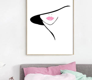 Modern Fashion Girl Makeup Pink Lips Art Canvas Painting Lipstick Fashion Prints Posters Wall Picture Girls Bedroom Decoration - SallyHomey Life's Beautiful