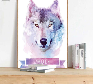 Tiger Wolf Wall Art Canvas Posters and Prints Painting Watercolor AnimalNursery Picture Children Bedroom Decoration Home Decor - SallyHomey Life's Beautiful
