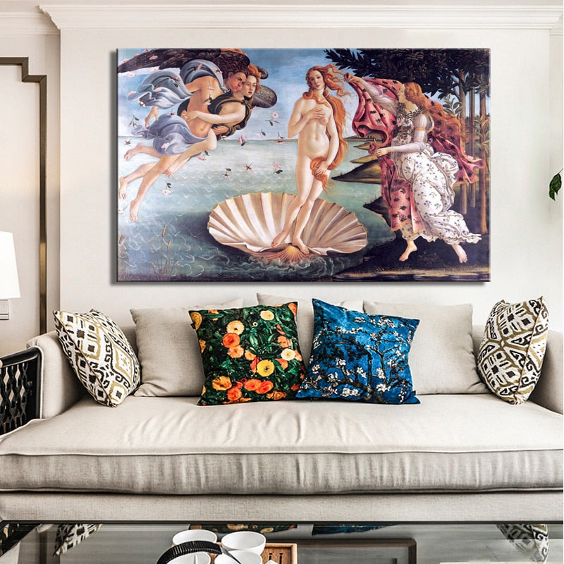 Classic Famous Painting Botticelli's Birth of Venus Poster Print on Canvas Wall Art Painting for Living Room Home Decor No Frame - SallyHomey Life's Beautiful
