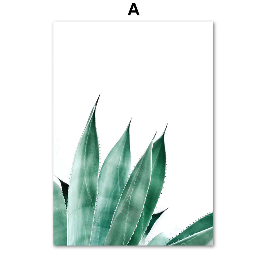 Ins Nordic Green Agave Banana Leaf Cactus Wall Art Canvas Painting Nordic Posters And Prints Wall Pictures For Living Room Decor - SallyHomey Life's Beautiful