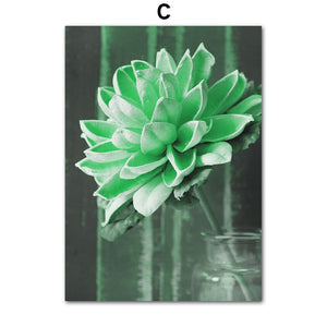 Nature Green Leaves Succulent Plants Wall Art Canvas Painting Nordic Posters And Prints Wall Pictures For Living Room Decor - SallyHomey Life's Beautiful