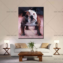 Load image into Gallery viewer, 100% Hand Painted  English Bulldog Oil Painting Art Wall Pictures On Canvas Modern Home Decorative Art For Living Room Thick Oil Paint