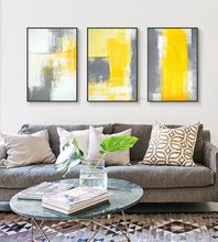 Load image into Gallery viewer, 3 piece canvas painting abstract oil painting handmade yellow grey wall art canvas wall pictures for living room home decor - SallyHomey Life&#39;s Beautiful