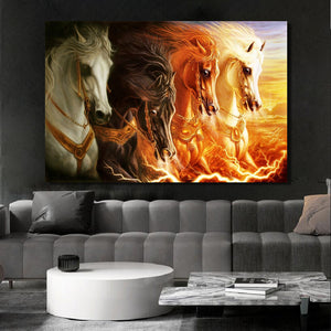 Artistic Fairy Horses in the Sky Landscape Oil Painting on Canvas Wall Art Poster Print Wall Pictures for Living Room Frameless - SallyHomey Life's Beautiful