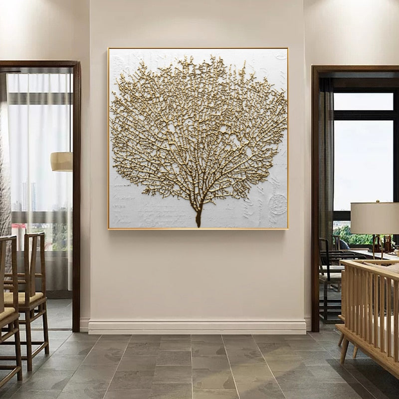 Abstract Golden Tree Pictures for Living Room No Frame - SallyHomey Life's Beautiful