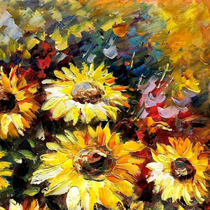 100% Hand Painted Abstract Sunflower Art Oil Painting On Canvas Wall Art Frameless Picture Decoration For Live Room Home Decor