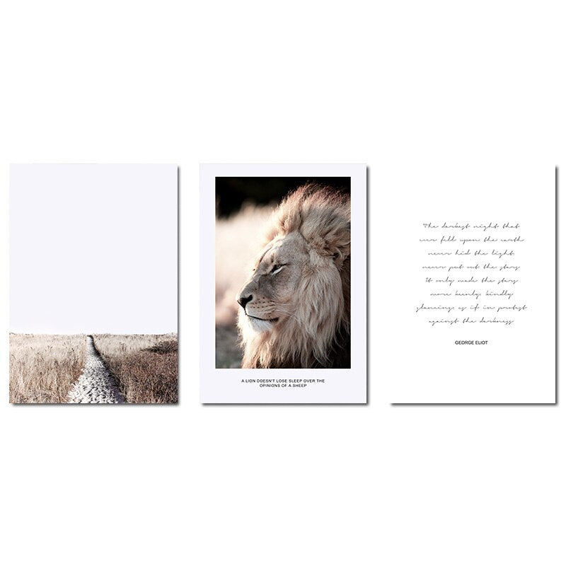 Wall Art Canvas Nordic Poster Print Lion Animal Landscape Painting Decorative Picture for Living Room Scandinavian Home Decor - SallyHomey Life's Beautiful