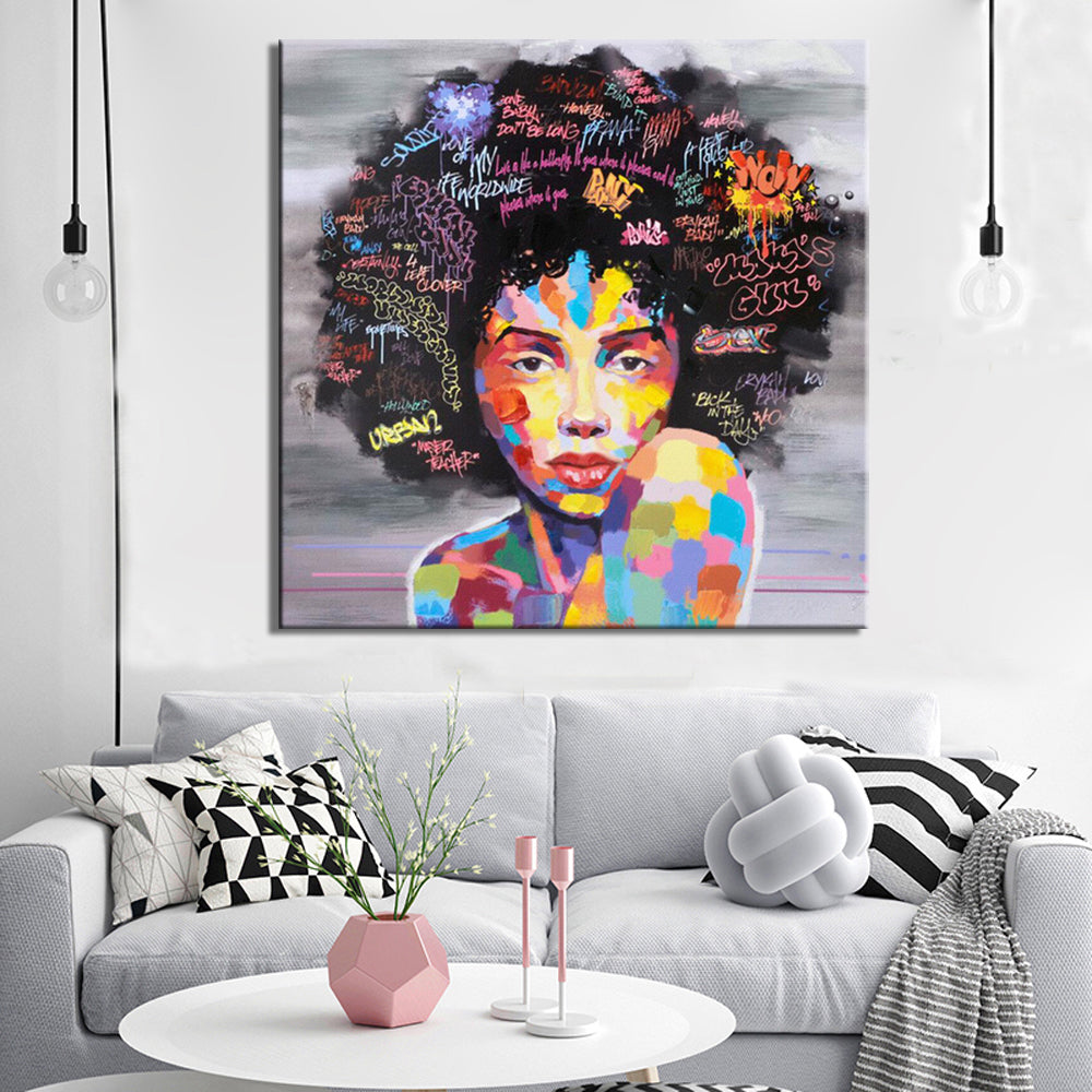 70x70cm Modern Abstract  Girl Printed Poster - SallyHomey Life's Beautiful