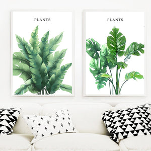 Banana Leaves Monstera Plants Wall Art Canvas Painting Nordic Posters And Prints Wall Pictures For Living Room Bed Room Decor - SallyHomey Life's Beautiful