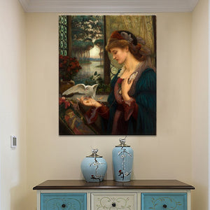 British Painter Marie Spartali Stillman Love's Messenger Posters and Prints Wall Art Canvas Painting Home Decor for Lover Gifts - SallyHomey Life's Beautiful