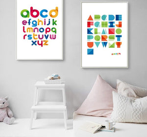 Geometric ABC Alphabet Art Canvas Poster Minimalist Print Modern Nursery Picture Home Children Room Decoration - SallyHomey Life's Beautiful