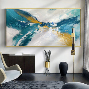 100% Hand Painted Abstract Blue Sky Art Painting On Canvas Wall Art Wall Adornment Pictures Painting For Live Room Home Decor