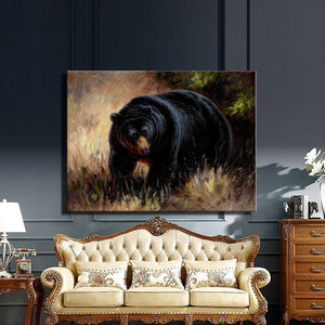 Abstract Animal Posters Print on Canvas Wall Art Canvas Painting Grizzly Bear Pictures Wall Decoration For Living Room Frameless - SallyHomey Life's Beautiful