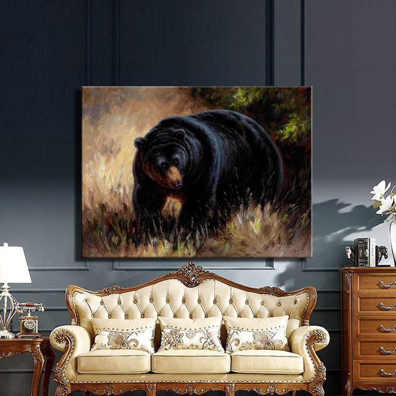 Abstract Animal Posters Print on Canvas Wall Art Canvas Painting Grizzly Bear Pictures Wall Decoration For Living Room Frameless - SallyHomey Life's Beautiful