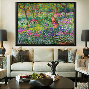 Abstract Canvas Painting Claude Monet The Iris Garden At Giverny Oil Painting Poster Wall Art Picture for Living Room Home Decor - SallyHomey Life's Beautiful
