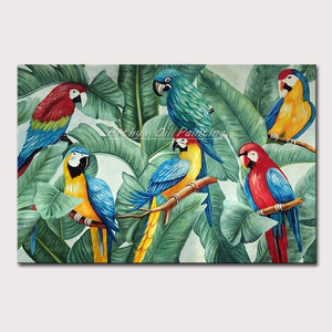 Large Size Hand Painted Parrot Animals Oil Paintings Modern Abstract Canvas Pictures Wall Art Posters For Room Home Decor - SallyHomey Life's Beautiful
