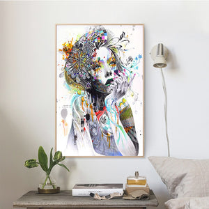 Modern Abstract Portrait Posters and Prints Wall Art Canvas Painting Flower Sex Woman Wall Art Poster for Living Room Home Decor - SallyHomey Life's Beautiful