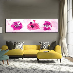 Modern Abstract Oil Painting Kiss Love in Lip Watercolor Canvas Painting Print Poster Wall Picture Art for Bedroom Home Decor - SallyHomey Life's Beautiful