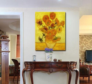 High quility 100% Hand Painted Van Gogh Sunflower Painting on Canvas flower Oil Painting wall art  Home Decor For Living Room