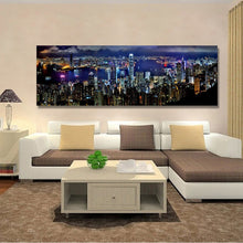 Load image into Gallery viewer, Landscape Posters and Prints Wall Art Canvas Painting Hong Kong City Night Scene Decorative Pictures for Living Room Home Decor - SallyHomey Life&#39;s Beautiful