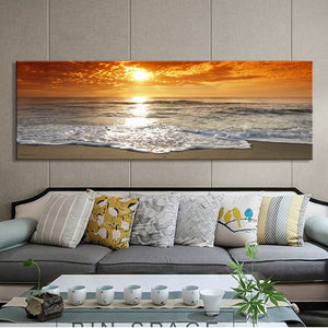 Modern Landscape Posters and Prints Wall Art Canvas Painting Sunrise Landscape at Sea Decorative Paintings for Living Room Decor - SallyHomey Life's Beautiful