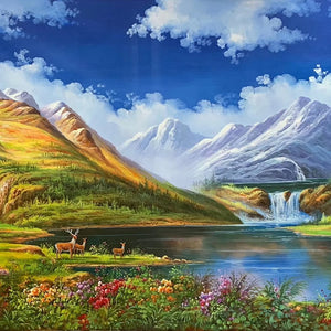 100% Hand Painted Realistic Mountain Art Oil Painting On Canvas Wall Art Frameless Picture Decoration For Live Room Home Decor