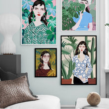 Load image into Gallery viewer, Fashion Girl Abstract Painting Vintage Wall Art Canvas Painting Nordic Posters And Prints Wall Pictures For Living Room Decor - SallyHomey Life&#39;s Beautiful