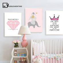 Load image into Gallery viewer, Cartoon Elephant Animal Canvas Posters Diamond Nursery Wall Art Prints Painting Nordic Style Picture Children Bedroom Decoration - SallyHomey Life&#39;s Beautiful
