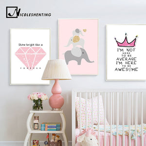 Cartoon Elephant Animal Canvas Posters Diamond Nursery Wall Art Prints Painting Nordic Style Picture Children Bedroom Decoration - SallyHomey Life's Beautiful