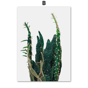 Cactus Succulents Leaves Nordic Poster Wall Art Canvas Painting Nordic Posters And Prints Wall Pictures For Living Room Decor - SallyHomey Life's Beautiful