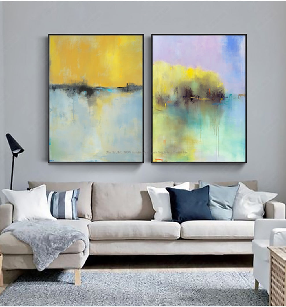 wall painting living room 2 panel Oil painting on canvas handmade Modern abstract dinning room cuadros pared decorativas art - SallyHomey Life's Beautiful