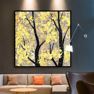 100% Hand Painted Modern Tree Scenery Oil Painting On Canvas Wall Art Frameless Picture Decoration For Live Room Home Decor Gift